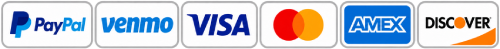 PayPal, Venmo, Visa, Mastercard, American Express and Discover