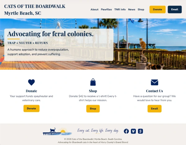 Cats of the Boardwalk Has a New Home Online